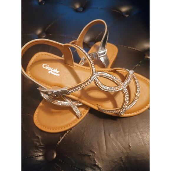 Cupcake Couture Silver Bling Alice Braided Strap Sandals . SZ 3M - Picture 2 of 6